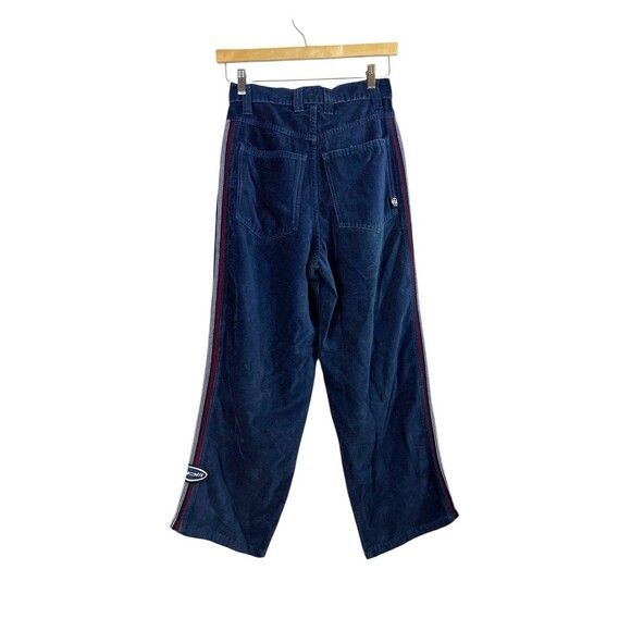 Split Vintage Skateboard Blue Corduroy Embroidered Grunge Y2K Pants Sz 28 Baggy - Picture 2 of 11